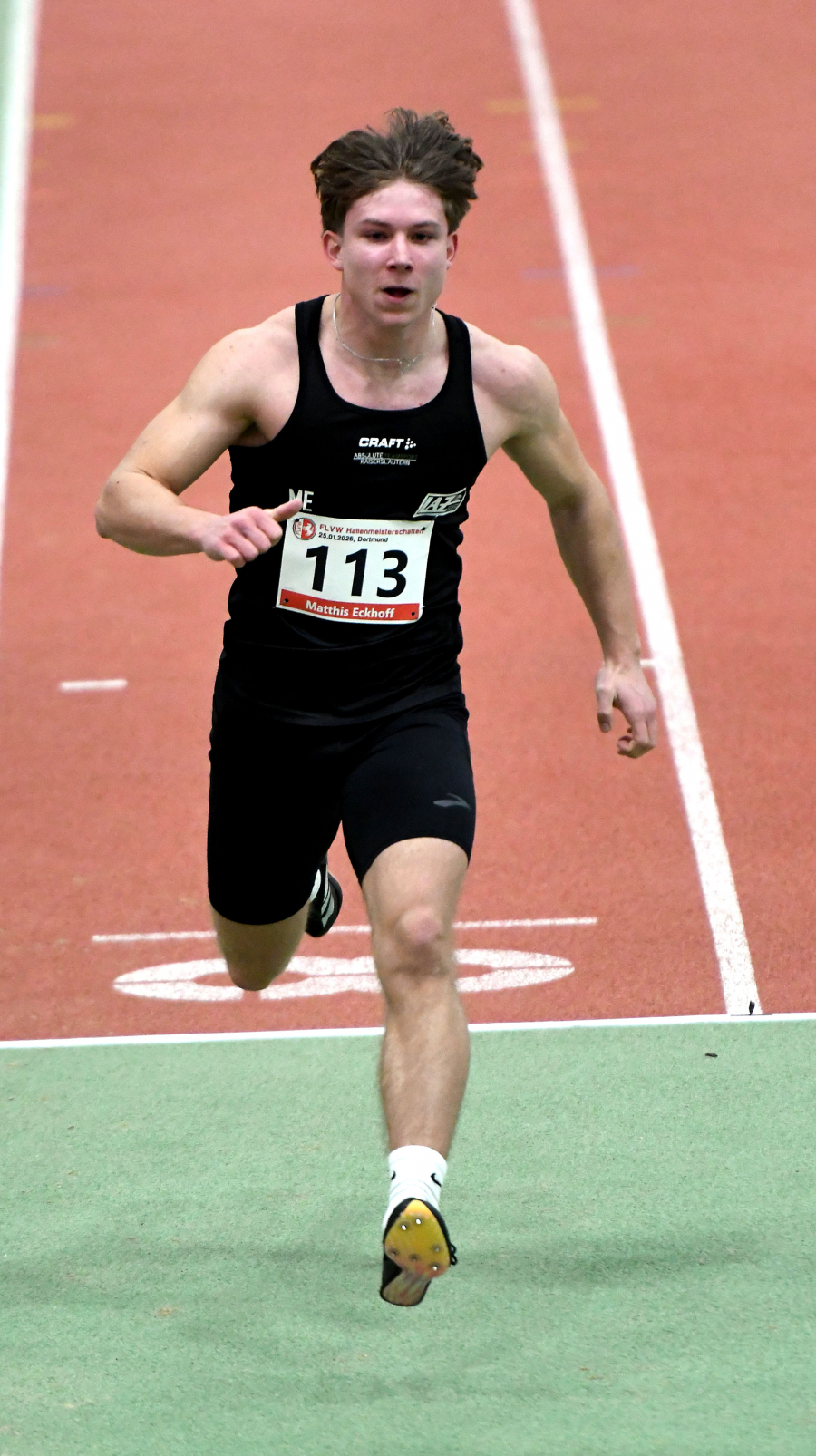 U20-Athlet Matthis Eckhoff vom LAZ Soest hofft bei den Westf&auml;lischen Hallenmeisterschaften auf weitere Steigerungen &uuml;ber 60 Meter. Foto: Bottin