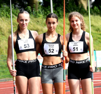 &Uuml;berzeugender Wettkampf in Witten: Das U16-Trio Sophie Martin, Mathilda Grienitz und Gesa Blesken (v.l.) vom LAZ Soest freute sich &uuml;ber tolle neue Bestleistungen. - Foto: Bottin|M13-Hochspringer Ole Bottin vom LAZ Soest steigerte sich in Witten auf ausgezeichnete 1,49 Meter und schob sich aktuell auf Platz drei der westf&auml;lischen Bestenliste. - Foto: Bottin|||