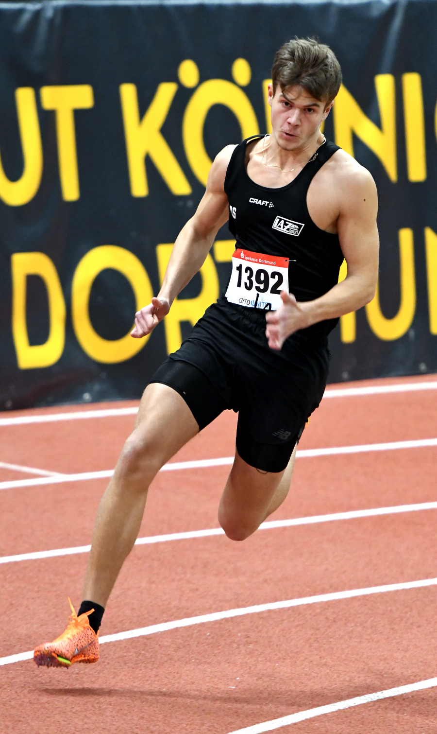 U18-Athlet David Stracke erzielte 25,35 Sekunden &uuml;ber 200 Meter und mit seinen Staffelkameraden vom LAZ Soest 1:37,94 Minuten &uuml;ber 4 x 200 Meter. Foto: Bottin