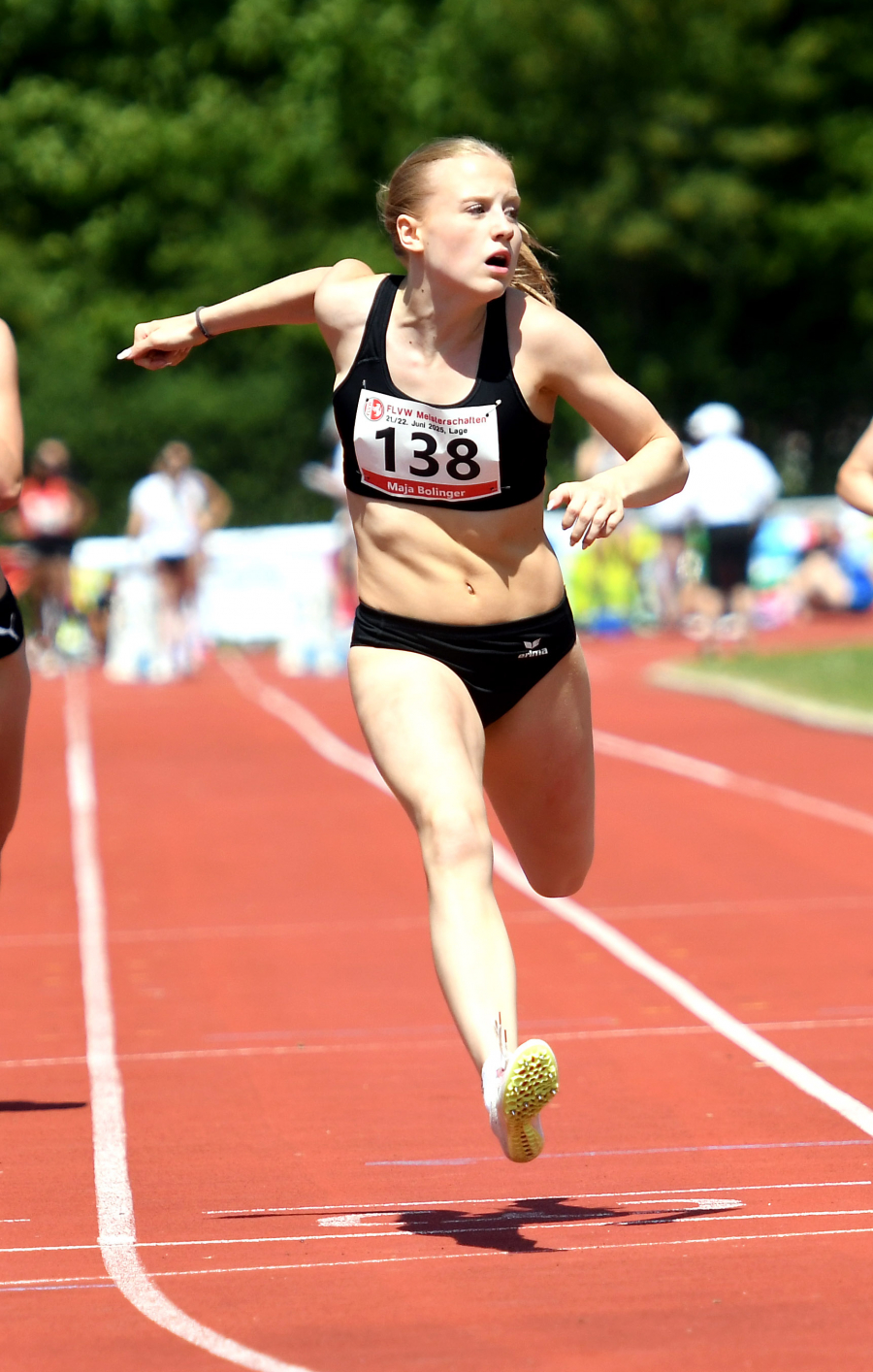 Mit zwei Finalteilnahmen &uuml;ber 100 Meter und 100-Meter-H&uuml;rden und Platz sechs und acht &uuml;berzeugte U18-Sprinterin Maja Bolinger vom LAZ Soest bei den Deutschen Jugendmeisterschaften in Wattenscheid auf ganzer Linie. Foto: Bottin