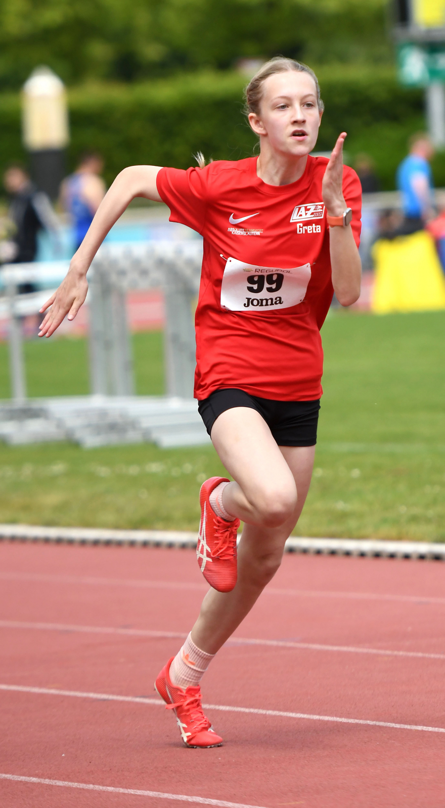W13-Sportlerin Greta Karsten vom LAZ Soest sorgte im Hochsprung mit der deutschen Jahresbestleistung von 1,60 Metern f&uuml;r ein Meisterschafts-Highlights. Mit 1989 Punkten wurde sie Westfalenmeisterin im Vierkampf. Foto: Bottin
